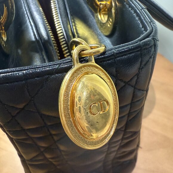 Dior Lambskin Cannage Medium Lady Dior Black Gold Hardware - Picture 9 of 16